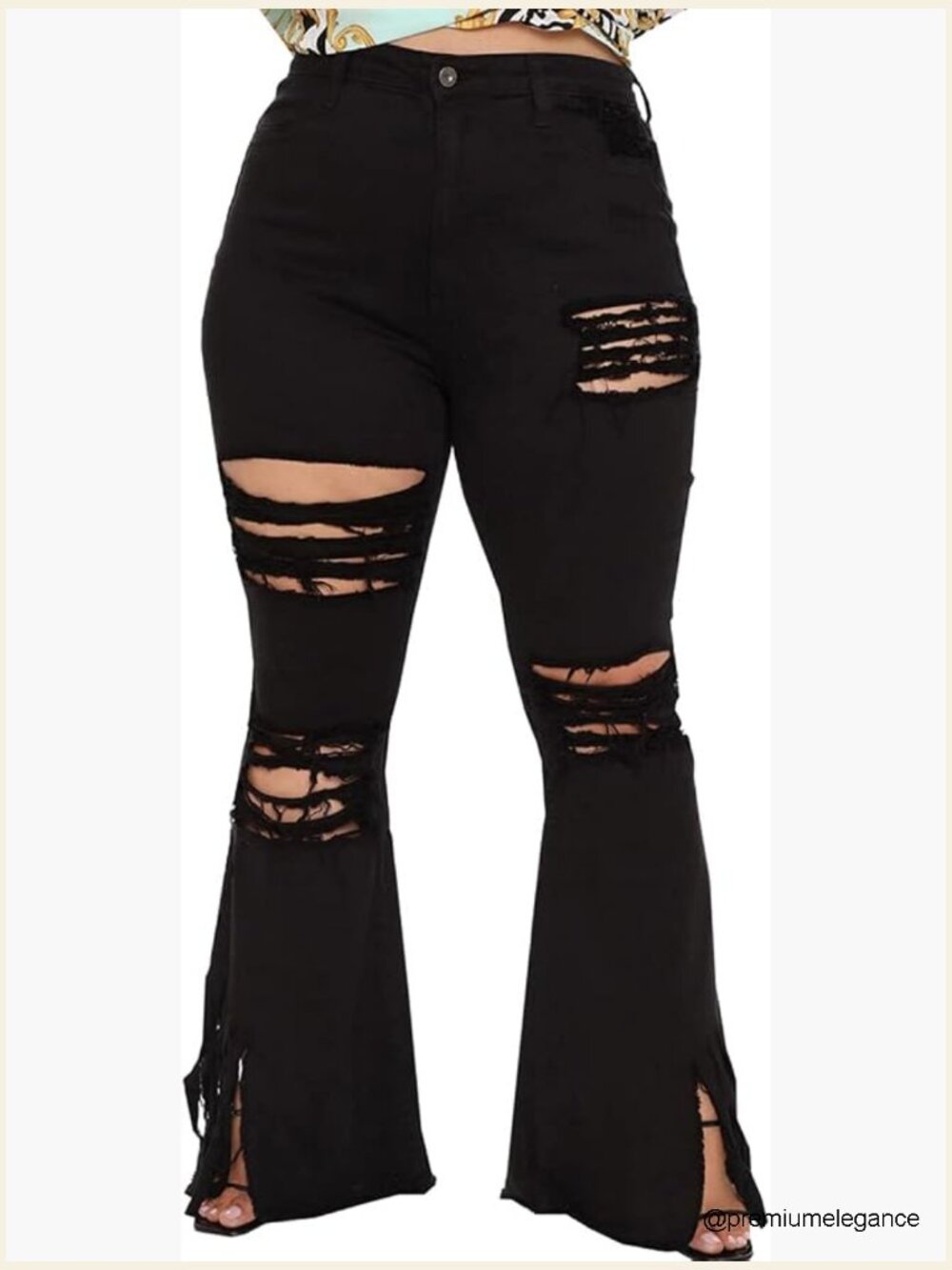 Plus Size Bell Bottom Jeans High Waisted Flared Denim Pants